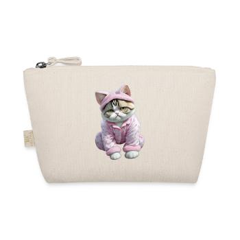 Cats cute cat in pink pajamas with hearts - Organic Pouch - nature - Front