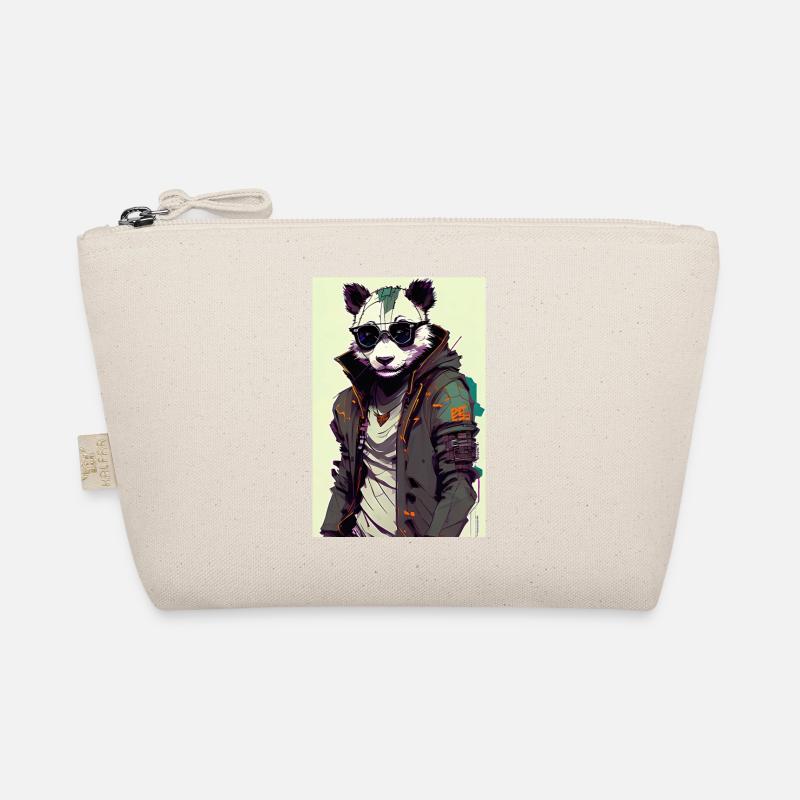 Inkpunk Panda mit Sonnenbrille 2 - Bio-Täschchen - Natur