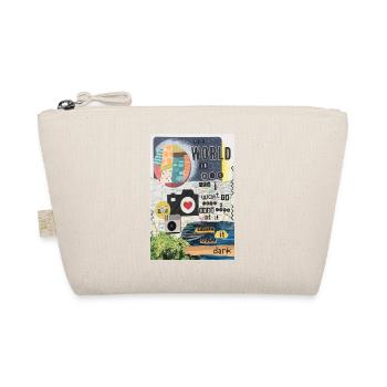 The WORLD is big Reise Spruch Fernweh Weltreise - Organic Pouch - nature - Front