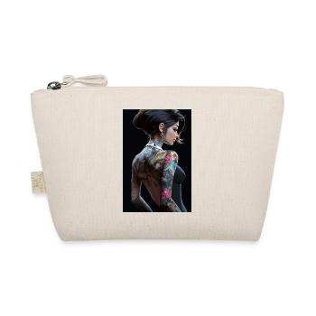 Ink Enchantress: Anime Beauty in a Black Dress - Organic Pouch - nature - Front