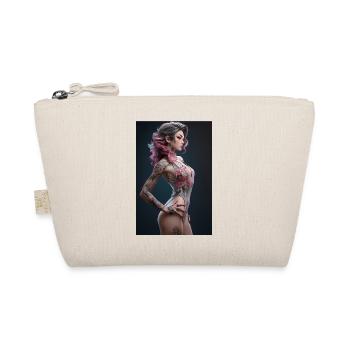Sakura Splash: Anime Beauty with Pink and Black - Organic Pouch - nature - Front