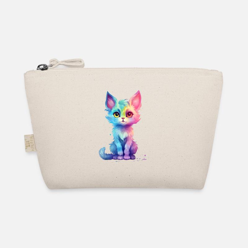 Süßes Aqua Pastell Buntes Katzendesign Bio-Täschchen
