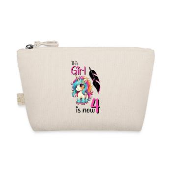 Unicorn Birthday 4 years - Organic Pouch - nature - Front