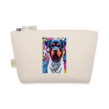 Rottweiler Hund im Pelzmantel vor Graffiti |PopArt - Bio-Täschchen - Natur - Vorne