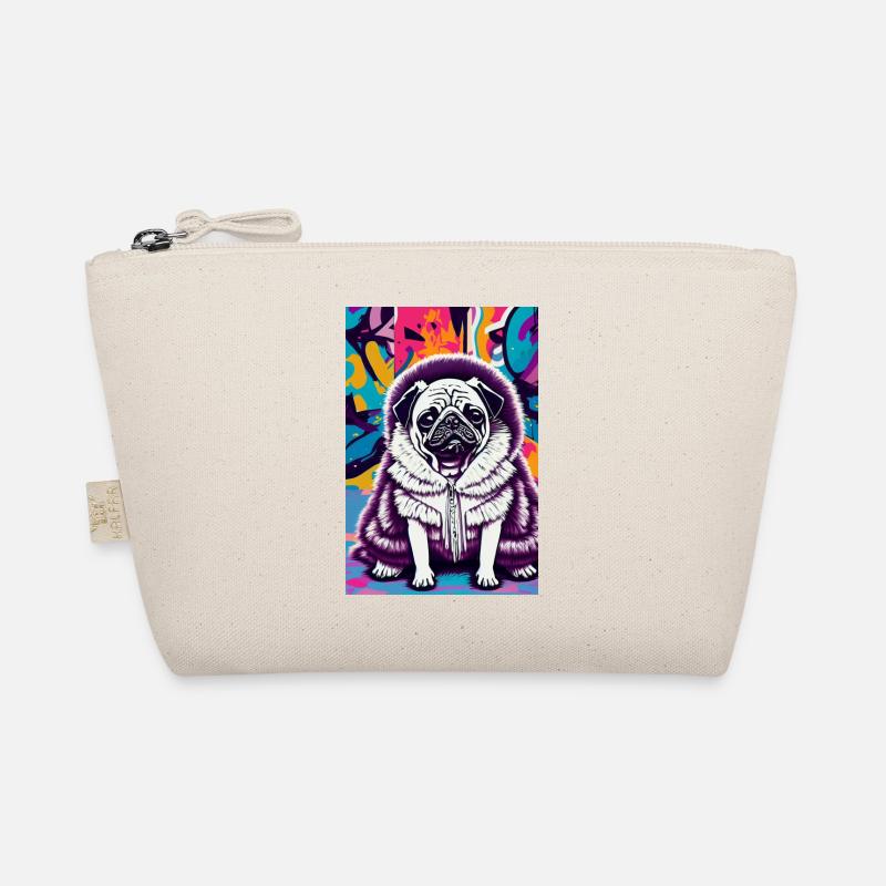 Carlin en manteau de fourrure devant un mur de graffitis | Pop art Trousse biologique