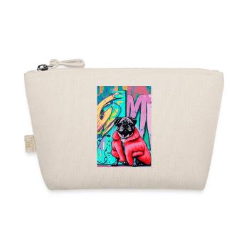 Pop Art | Cute pug in red fur coat - Organic Pouch - nature - Front