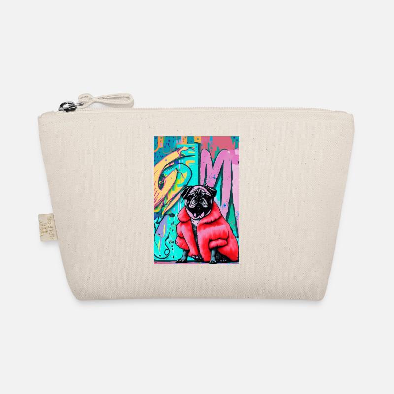 Pop Art | Cute pug in red fur coat Organic Pouch