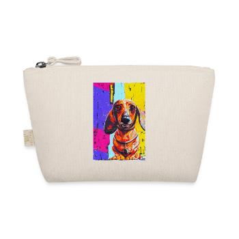 Modernes Pop-Art Print | Dackel mit Graffiti Bunt - Bio-Täschchen - Natur - Vorne