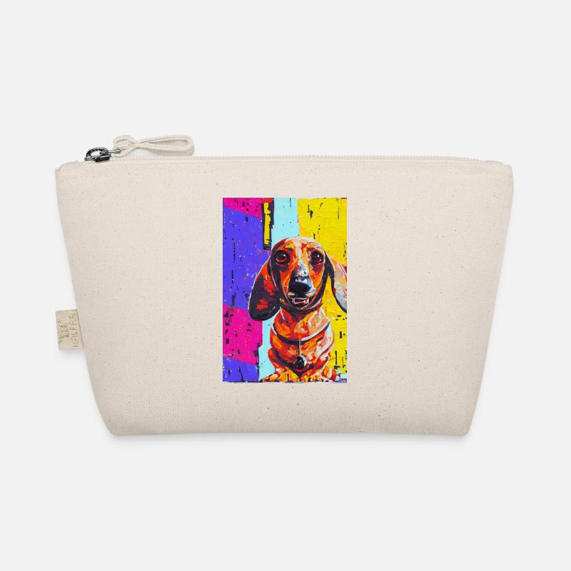 Modern Pop Art Print | Dachshund with Graffiti Colorful Organic Pouch