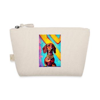 Modernes Pop-Art Print | Dackel mit Graffiti Bunt - Bio-Täschchen - Natur - Vorne