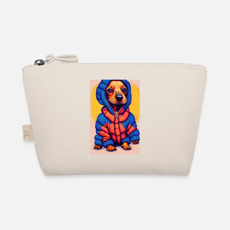 Pop-Art Dackel mit Oversized Puffer-Jacket Bio-Täschchen