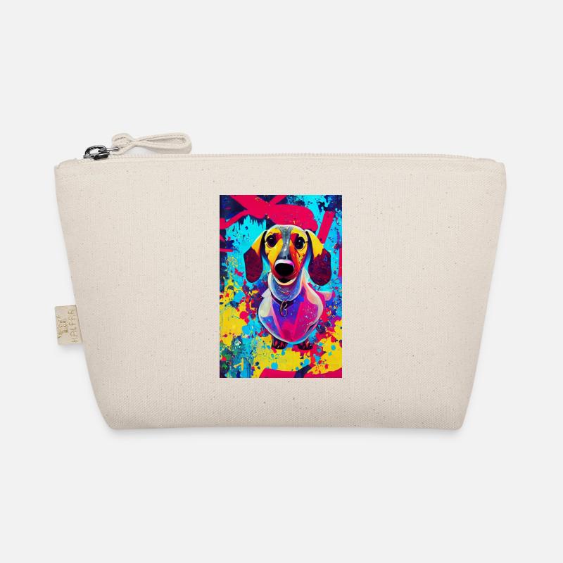 Modern Pop Art Print | Dachshund with Graffiti Colorful Organic Pouch