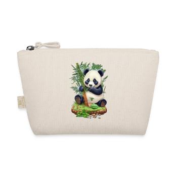 Panda Bär ißt Bambus - Bio-Täschchen - Natur - Vorne