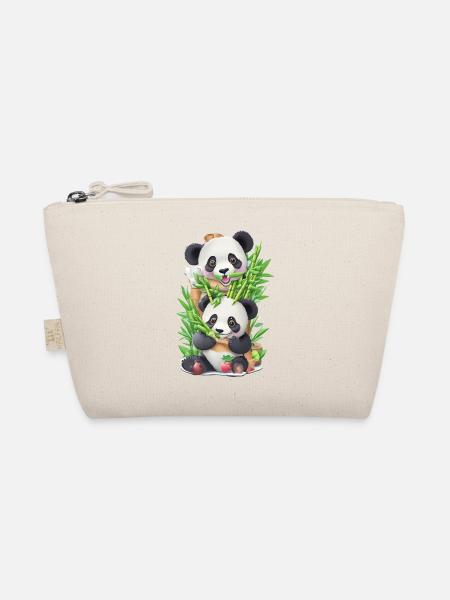 Panda Bär ißt Bambus - Bio-Täschchen - Natur - Vorne