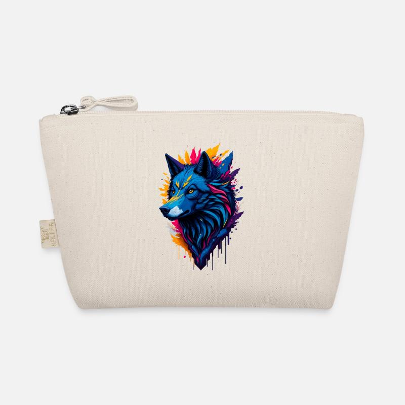 colorful abstract wolf Organic Pouch