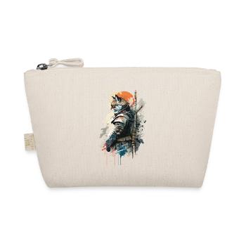 Cat Samurai Wearing Uniform - Organic Pouch - nature - Front