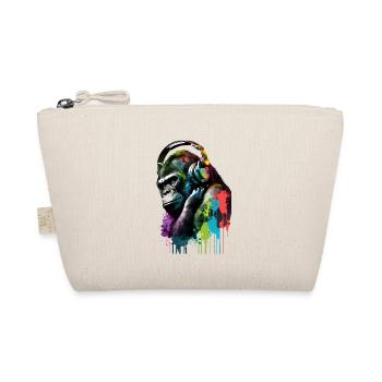 Gorilla Wearing Headphones Painting - Organic Pouch - nature - Front