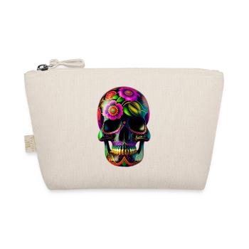 Totenkopf im Mexikanschischem Style - Bio-Täschchen - Natur - Vorne