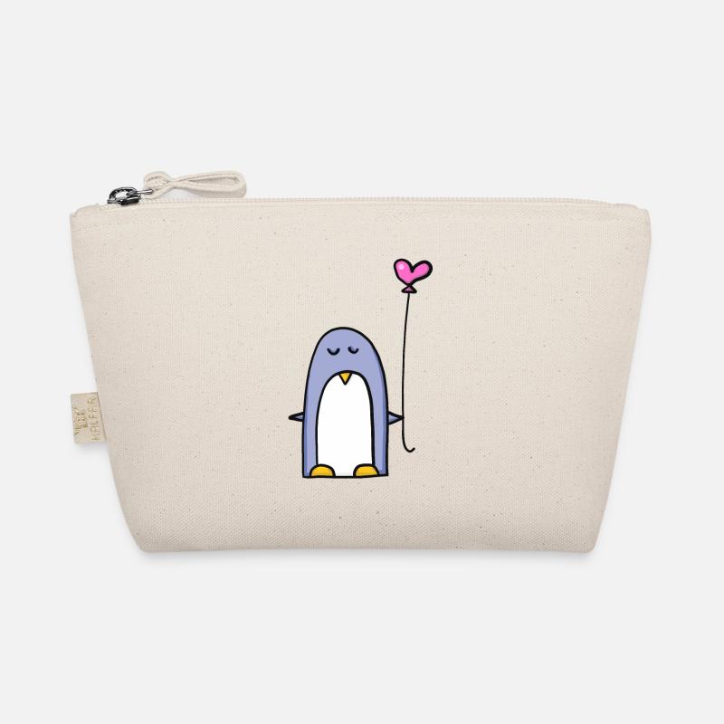 Pinguin mit Herzballon - Bio-Täschchen - Natur