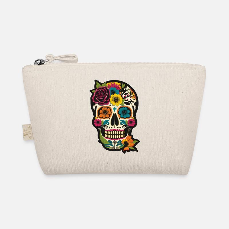 Dia De Los Muertes Flower Design - Bio-Täschchen - Natur