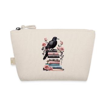 Stack of books with raven - Organic Pouch - nature - Front