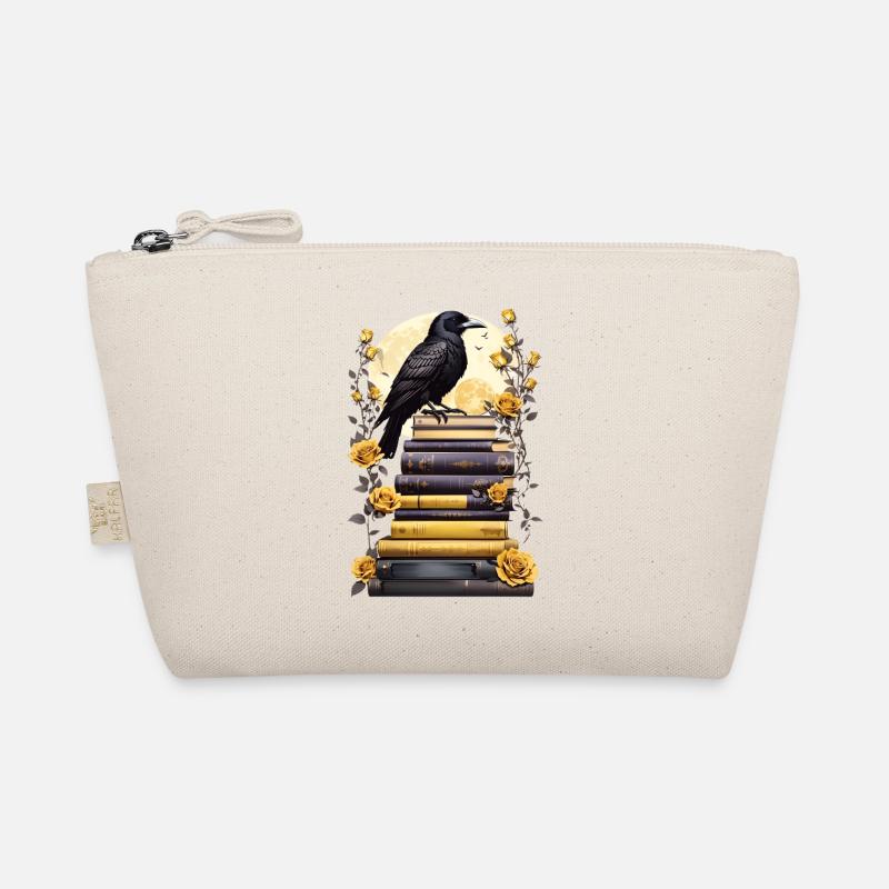 Stack of books with raven Organic Pouch