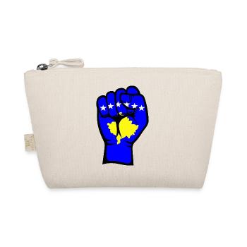 Kosovo Flag Fist Hand Symbol - Organic Pouch - nature - Front