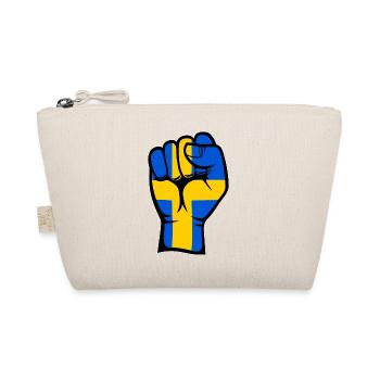 Sweden Flag Fist Hand Symbol - Organic Pouch - nature - Front