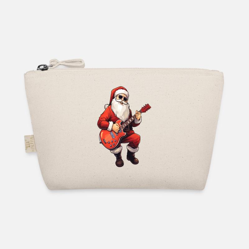 Weihnachtsmann Gitarre Weihnachten Heiligabend - Bio-Täschchen - Natur
