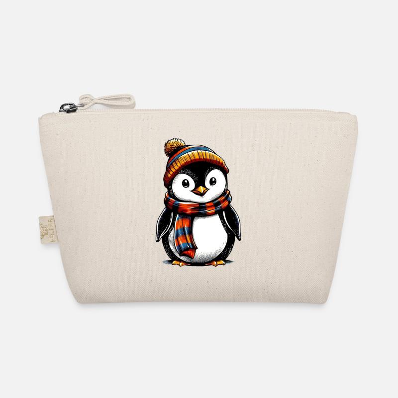 Penguin with wool cap and scarf Organic Pouch