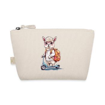 Cute Alpaca Student Scooter School Way Design - Organic Pouch - nature - Front