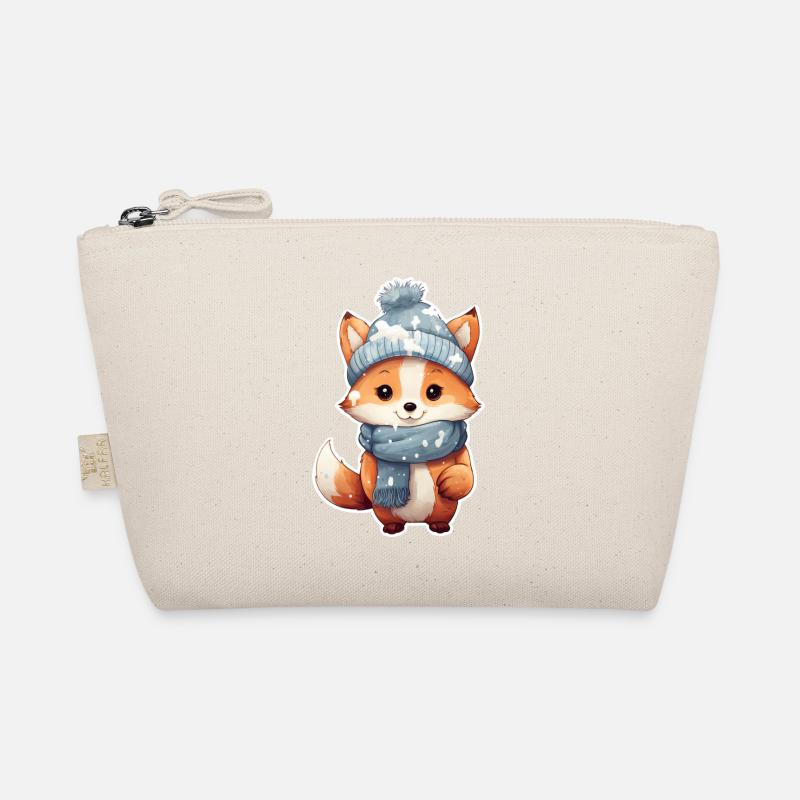 Fuchs mit Mütze und Schal - Bio-Täschchen - Natur