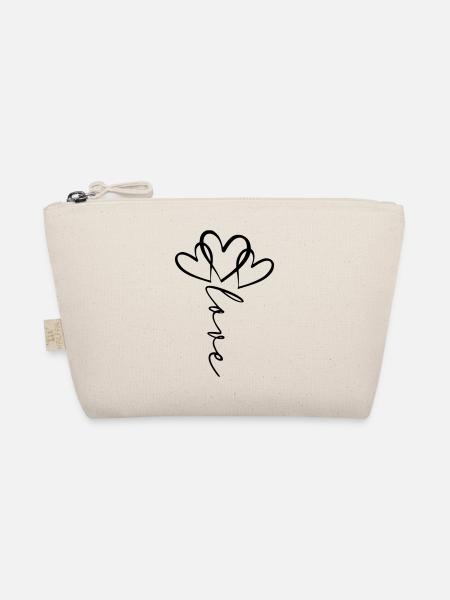 Love Schrift Herzblume - Bio-Täschchen - Natur - Vorne