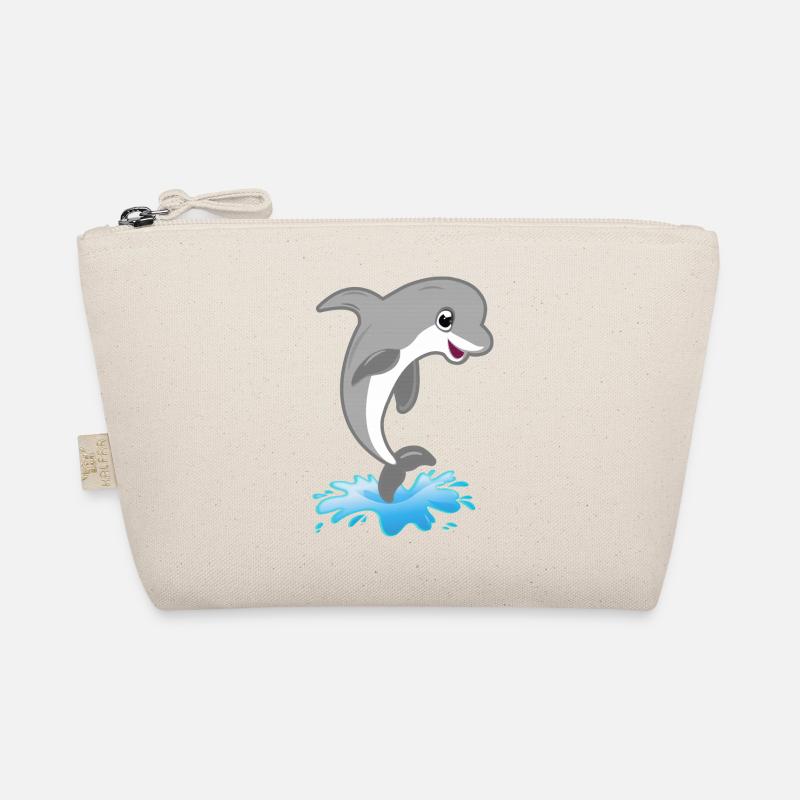 Springender süßer Delfin - Bio-Täschchen - Natur