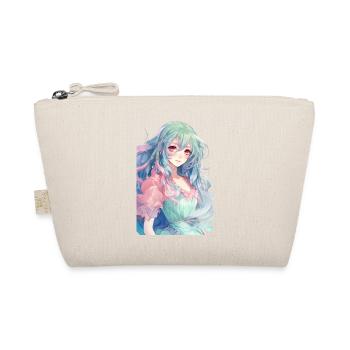 Fille d’anime aux cheveux bleus et verts - Trousse biologique - nature - Devant