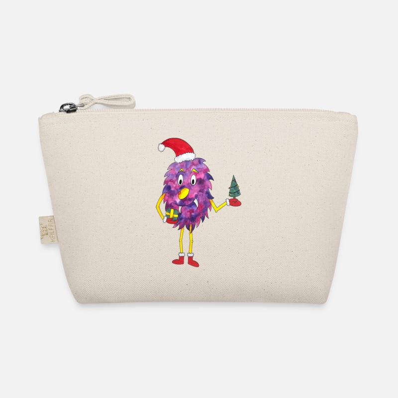 Weihnachtsmonster niedliches Monster Weihnachten - Bio-Täschchen - Natur