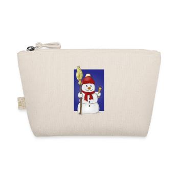 Bonhomme de neige joyeux avec chapeau rouge, écharpe et balai - Trousse biologique - nature - Devant