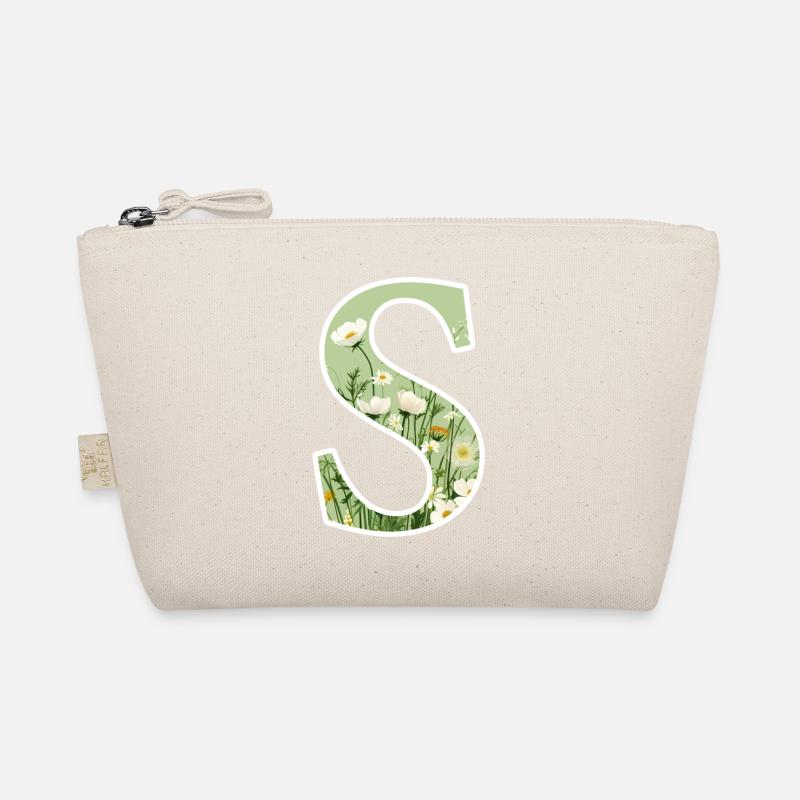 Buchstabe S, Monogramm, Blumenmuster Bio-Täschchen