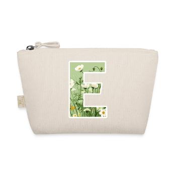 Letter E, Monogram, Floral Pattern - Organic Pouch - nature - Front