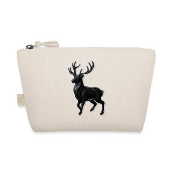 Schwarzer Hirsch Geweih Patchmotiv - Bio-Täschchen - Natur - Vorne