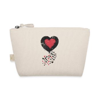 Heart Balloon with Surrounding Black and Red heart - Organic Pouch - nature - Front