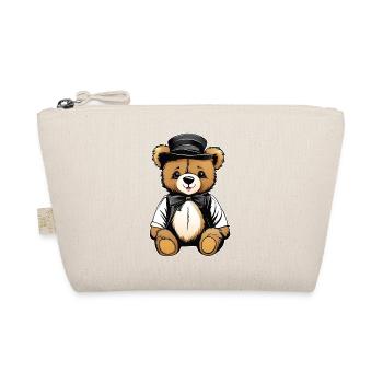 Cute teddy bear with hat - Organic Pouch - nature - Front