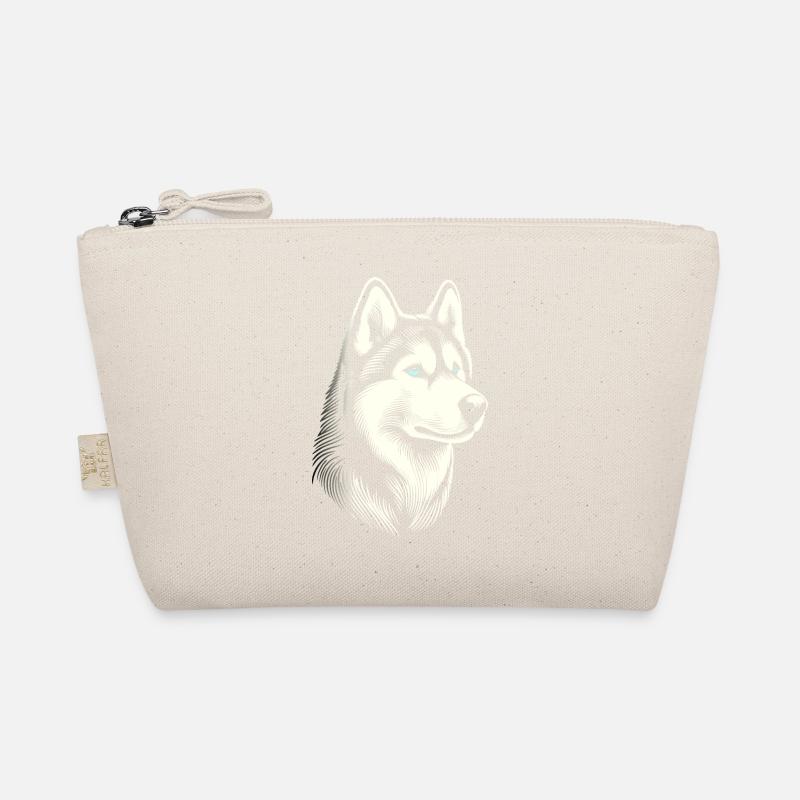 Husky head, black white, dog sled Organic Pouch