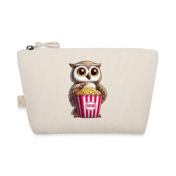 Owl with popcorn at the cinema movie night - Organic Pouch - nature - Front