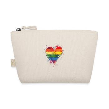 Abstract Rainbow Heart with Ink Splatters - Pride - Organic Pouch - nature - Front