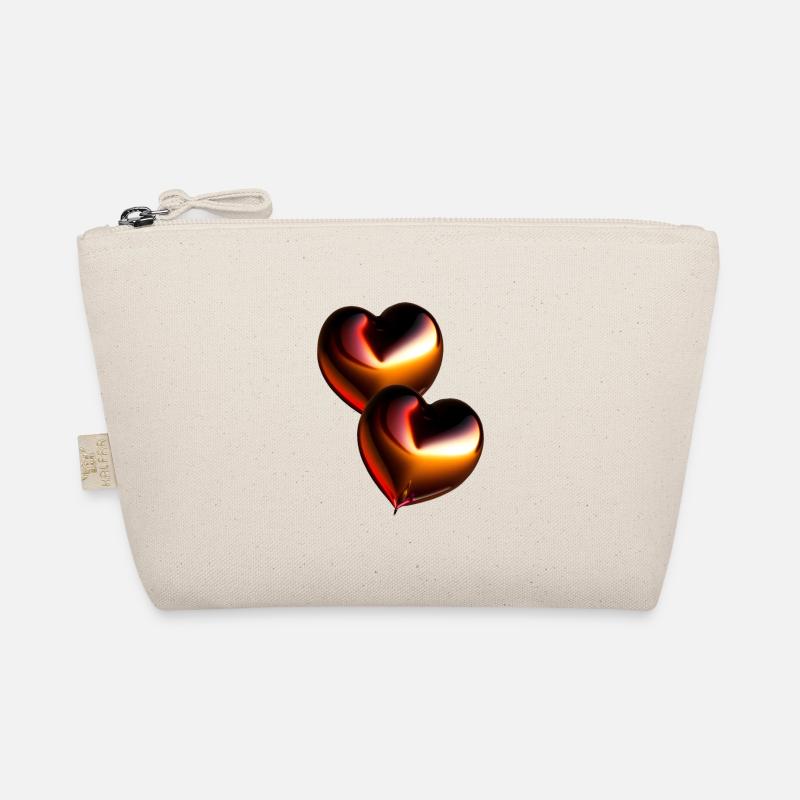 two chocolate colored hearts - Organic Pouch - nature