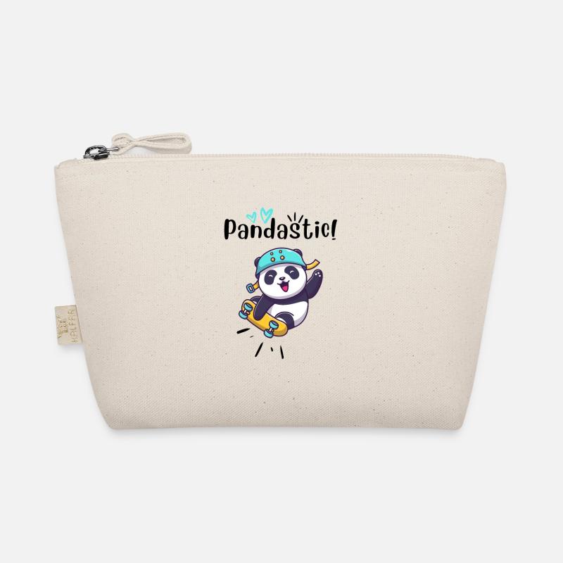 Pandastic Panda on Skateboard. Organic Pouch