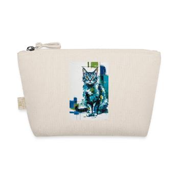 abstrakte Katze in blau grün / digital / Poster #2 - Bio-Täschchen - Natur - Vorne