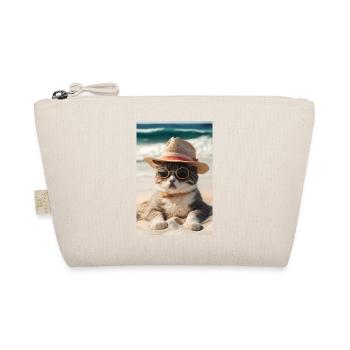 Chat cool sur la plage avec lunettes de soleil et chapeau - Trousse biologique - nature - Devant