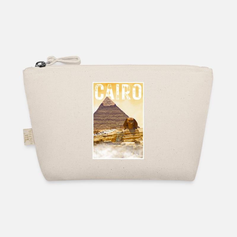 Kairo Vintage Reiseposter mit Pyramide und Sphinx Bio-Täschchen